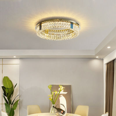 Multilayer Round Large Flush Mount Crystal Chandelier Dimmable For Home Hotel