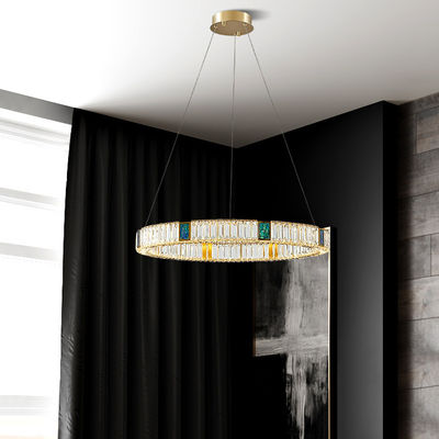 Dazzling LED Modern Crystal Ring Chandelier Double Ring OEM For Living Room
