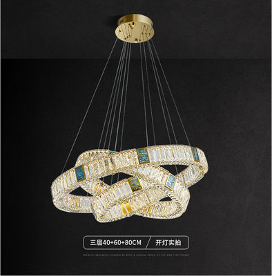 Dazzling LED Modern Crystal Ring Chandelier Double Ring OEM For Living Room