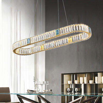 Dazzling LED Modern Crystal Ring Chandelier Double Ring OEM For Living Room