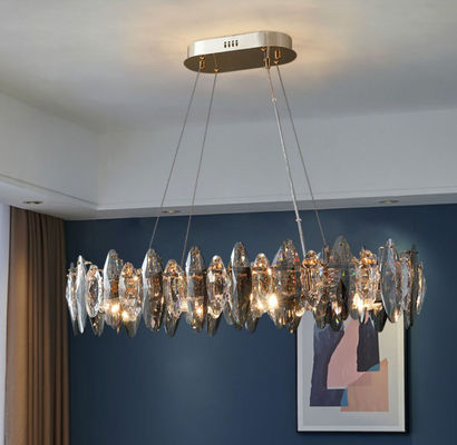80cm Adjustbale Wire Iron Crystal Chandelier Smoked Crystal Ceiling Light ISO9001 240V