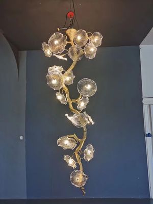 Customized Pendant Lamp 51W To 60W Mushrooms Leaf Modern Vertical Extra Large Chandeliers