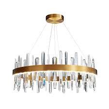 Round Shape Chandelier Crystal Ceiling Light Fixture With Metal Ceiling Plate