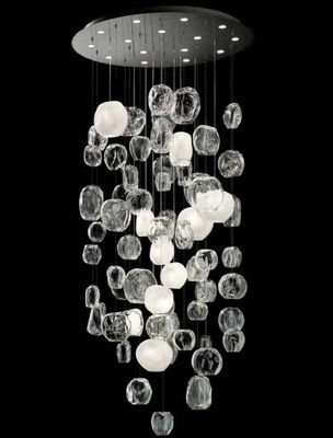 Custom Creative Glass Chandeliers Clear Or Colourful LED Lamp Source