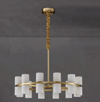 High Quality Spanish Fashion Decoration Marble Lamp European Living Room High Ceiling ClassicQuartz Stone round Chandeli