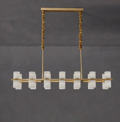 Custom Dining Room Bar Rectangle Ceiling Luxury Alabaster Decorative Chandelier Gold Brass Pendant Light