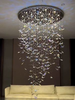Luxury Artistic Butterfly Glass Ceiling Light Chandeliers For Hotel Villa Restaurant Wedding Decor