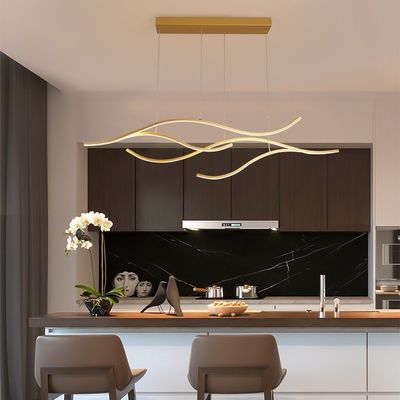 Modern Minimalist Creative Linear Long Strip Dining Room Chandelier For Restaurant