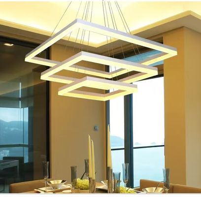 Three Story Square Modern Minimalist Style Dining Room Chandelier Personality Creative Square Family Atmosphere Living Room Light Adjustable Master Bedroom Study Light