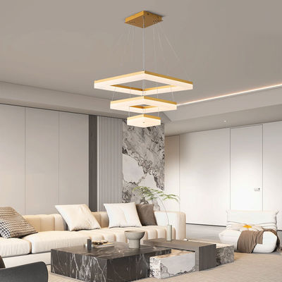 Three Story Square Modern Minimalist Style Dining Room Chandelier Personality Creative Square Family Atmosphere Living Room Light Adjustable Master Bedroom Study Light