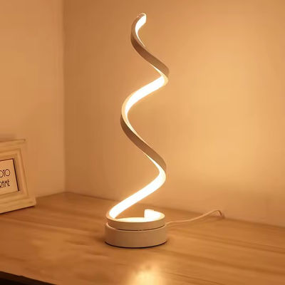 New Simple Gold Spiral Acrylic Metal Bedroom Bedside Hotel Luxury Decorative Table Lamp