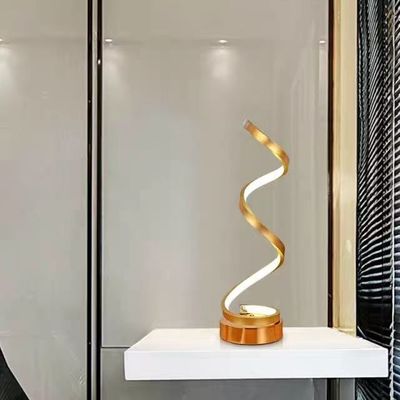 New Simple Gold Spiral Acrylic Metal Bedroom Bedside Hotel Luxury Decorative Table Lamp