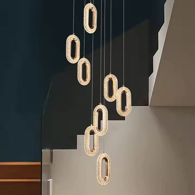 3200-6500K Three Colors Changing Light LED Chandelier Modern Light Luxury Acrylic Oval Pendant For Home And Restaurant
