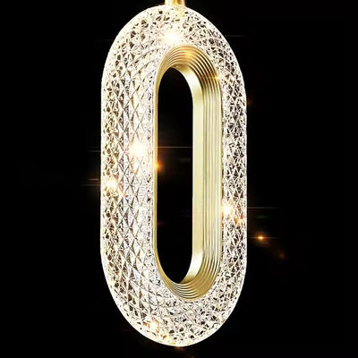 3200-6500K Three Colors Changing Light LED Chandelier Modern Light Luxury Acrylic Oval Pendant For Home And Restaurant