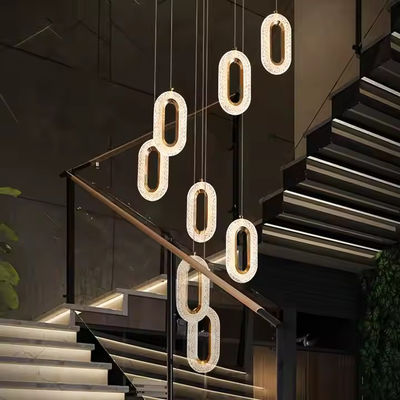 3200-6500K Three Colors Changing Light LED Chandelier Modern Light Luxury Acrylic Oval Pendant For Home And Restaurant