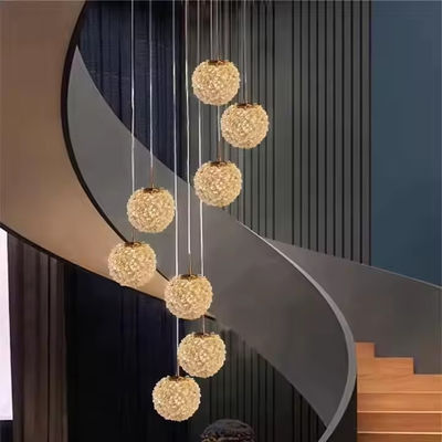 Modern Crystal Lychee Lamp Luxury Villa Duplex Staircase Lighting For Raised Living Room And Bedroom