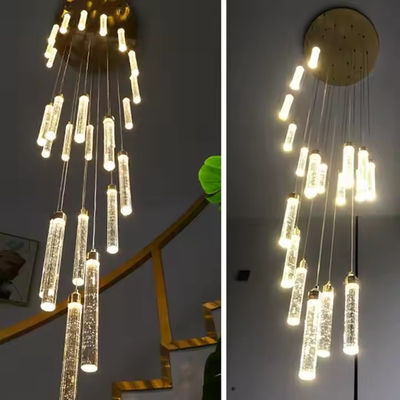 3200-6500K Color Temperature Golden Acrylic Hanging Pendant Light For Hotel Staircase