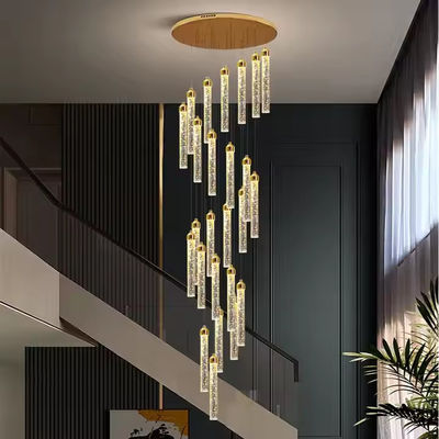 3200-6500K Color Temperature Golden Acrylic Hanging Pendant Light For Hotel Staircase
