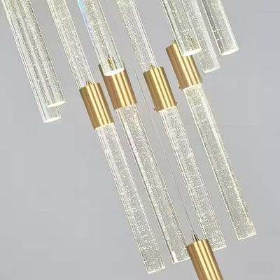 3200-6500K Color Temperature Golden Acrylic Hanging Pendant Light For Hotel Staircase