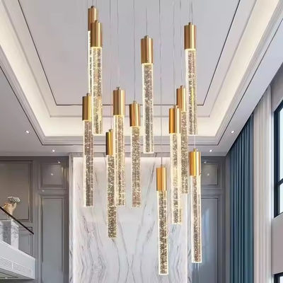 3200-6500K Color Temperature Golden Acrylic Hanging Pendant Light For Hotel Staircase