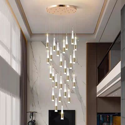 Home Luxury Decorative Modern Villa Living Room Hotel Hanging Pendant Light Aluminum Round LED Patch Bulb Type Double Head Fried Flower Bubble Chandelier