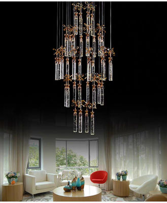 New bubble living room crystal column LED light luxury simple long pendant lamp villa duplex staircase rotating high-rise building