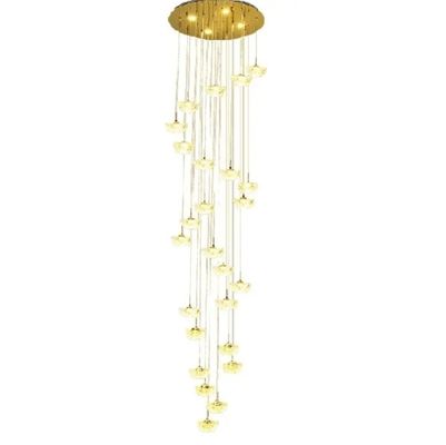 Duplex building living room lamp creative ingot crystal villa pendant light spiral staircase long chandelier
