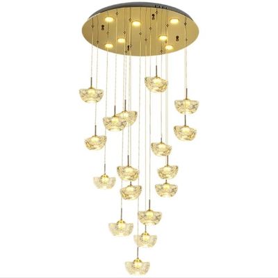 Duplex building living room lamp creative ingot crystal villa pendant light spiral staircase long chandelier