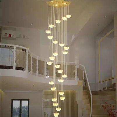 Duplex building living room lamp creative ingot crystal villa pendant light spiral staircase long chandelier