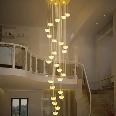Duplex building living room lamp creative ingot crystal villa pendant light spiral staircase long chandelier