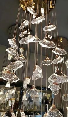 Fan-shaped luxury crystal chandelier High ceiling long stair chandelier for family Villa hotel decoration