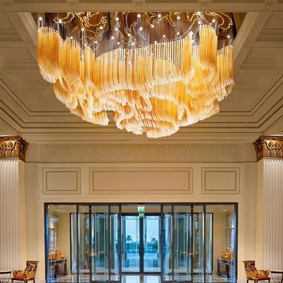 Custom Big Large Hotel Lobby Banquet Hall Murano Glass Pendant Light Modern Luxury Chandeliers For Wedding Hall Decorations