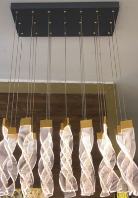 Modern Decoration Acrylic Living Room Restaurant Staggered Modern Ring Crystal Chandelier Glittering Pendant Light