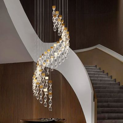 Modern Decoration Acrylic Living Room Restaurant Staggered Modern Ring Crystal Chandelier Glittering Pendant Light