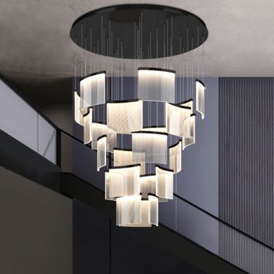 European Round Gold Double Height Chandelier Hanging Light Nordic Led Pendant Lamp Indoor Home Modern Luxury Crystal Chandelier