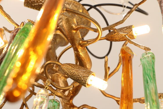 Duplex Building Pick High School Chandelier Designer Art Creative Luxury All Copper Atmosphere Villa Living Room Crystal Light