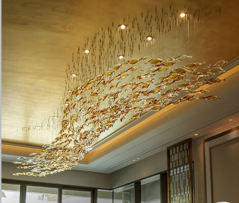 Handmade Spiral Glass Chandeliers Artistic Modeling Custom Glass Twist Leaf Accessories