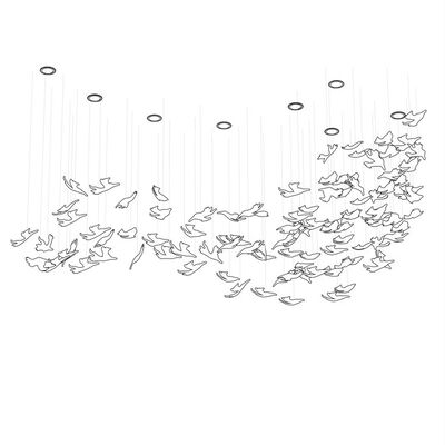 Customized Made Hotel Lobby Decorative Glass Pendant Light Modern Led Ceiling Chandelier Lighting Gold Leaf Accessories