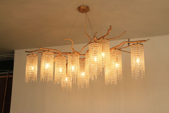 Art Deco Round Ring Crystal Pendant Chandelier Gold Finish Circular Luxury Ceiling Suspension Light