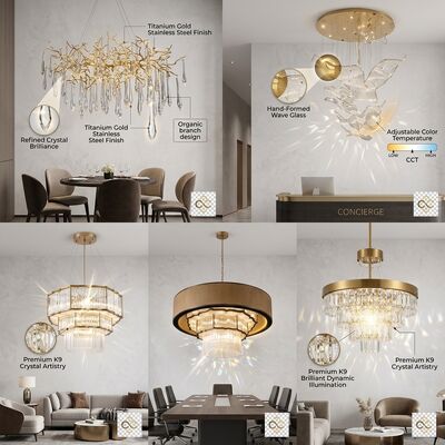 Golden Pendant Light Custom Made Metal Body Adjustable Color Temperature 3000-6500K Anti Rust For Bedroom