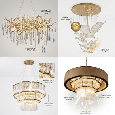 High Ceiling Custom Pendant Lights Golden Metal Body Adjustable Color Temperature 3000-6500K For Foyer