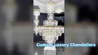Glazen kroonluchter Metaal Amber Diamant Glas Postmodern Art Deco Luxe Living Eetkamer Villa Hotel