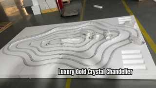 Aangepaste gouden kristallen ringkroonluchter Grote eigentijdse hanglamp High-End Club Villa Luxe Fixt