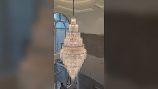 Bekijk: Aangepaste abstracte tak kristallen kroonluchter gouden afwerking luxe hotelvilla club galerij hanger