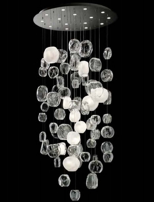 Custom Creative Glass Chandeliers Clear Or Colourful LED Lamp Source