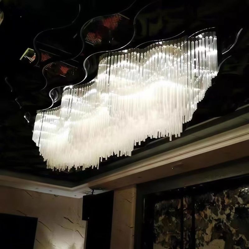 Custom Crystal Lobby Chandelier Large Hotel Lobby Banquet Hall Art Chandelier Non-standard Engineering Glass Staircase Chandelier Wedding Hall Lighting Crystal Light Luxury Ceiling