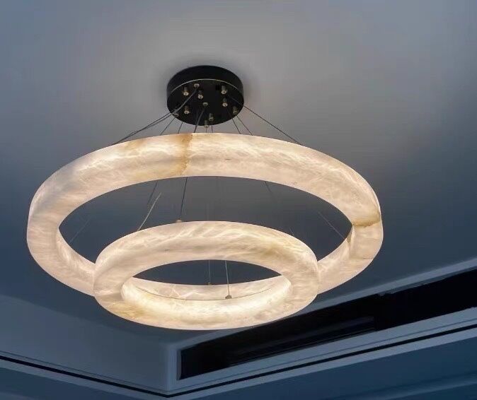 Custom Alabaster L1P Chandelier  Luxury Brass Pendant Hanging Light