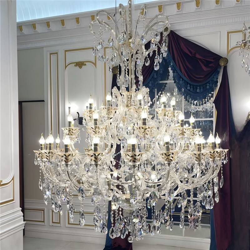 K9 Crystal Candle Chandelier LED E14 Pendant Light For Dining Room Study Exhibition Hall