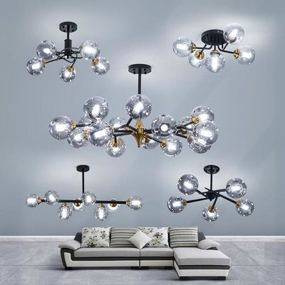 E27 E26 ontruimen de Lampschaduw van Grey Ceiling Light Teardrop Shaped van het Glasgebied Kroonluchter Gerookte