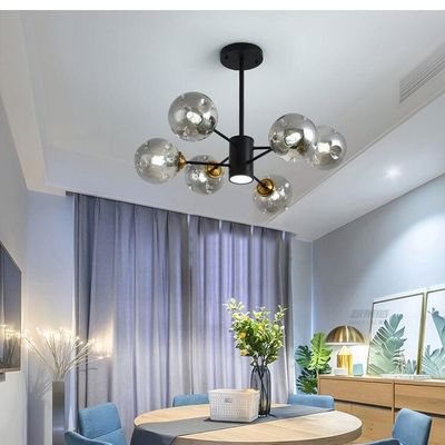 Hoogtransparant gerookt glas Moderne hanglamp E27*6W Spotlight D980*H750